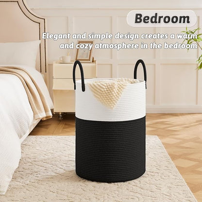 Artfeel Laundry Basket,Woven Cotton Rope Laundry Hamper,100L for Decorative Storage of Dirty Clothes,Toys and Blankets in Bathroom,Baby Room and Living Room