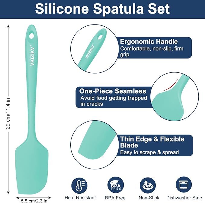 4 Pcs Silicone Spatula Set, 11.4 In, 600°F Heat Resistant Rubber Spatulas for Baking, Cooking & Mixing, Flexible and Non-Stick Kitchen Utensils, Seamless & Dishwasher Safe (Green)