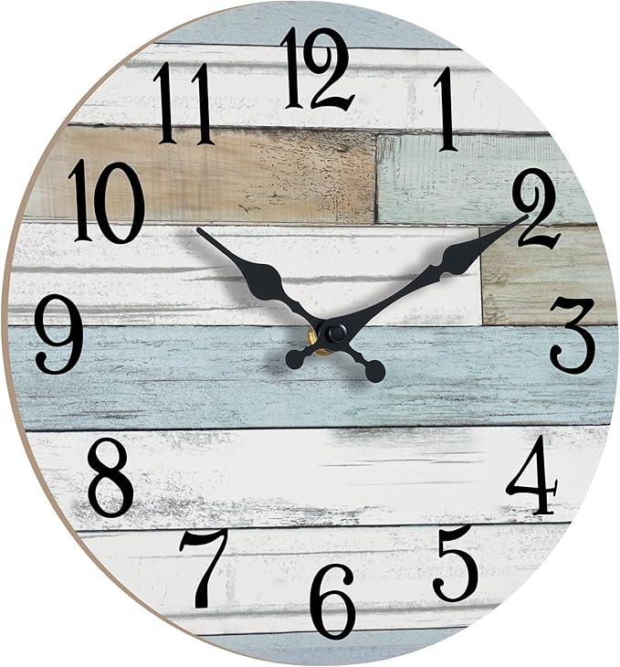 KECYET Wall Clock Battery Operated 14 Inch Large Silent Non Ticking Coastal Design Country Rustic Retro Decorative for Bathroom Kitchen Living Room Bedroom