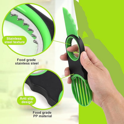 3-in-1 Avocado Slicer Tool & Stainless Steel Pitter | Multifunctional avocado cutter, peeler, and scooper with a non-slip grip. Top-rack dishwasher safe for easy cleaning.