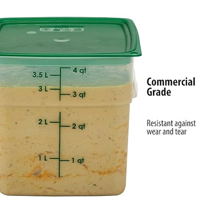 Cambro Food Storage Containers with Lids (Microwave Safe and BPA-Free) - 4 QT (Quart) Square Food Storage Container with Lid (2 Pack)