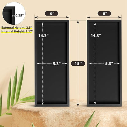 Kitchen Drawer Organizer Bins, Stackable Bamboo Drawer Organizer for Silverware, 2 Pcs Toilet Paper Basket Holder, Wood Bathroom Tray Countertop, Toilet Tank Tray Black 15" x 6" x 2.5"
