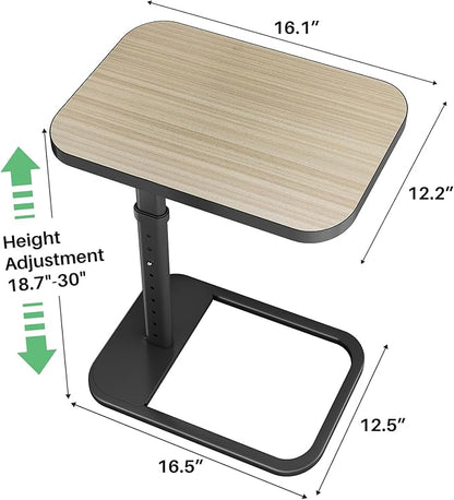 Kitstorack Upgraded TV Tray Table with Panel Lock, Adjustable Height & 90° Flip-Over Design, Sofa Arm End Side Table for Eating, Dinner, Snack, Laptop, Couch, Bed, Chair or Small Spaces, Gray