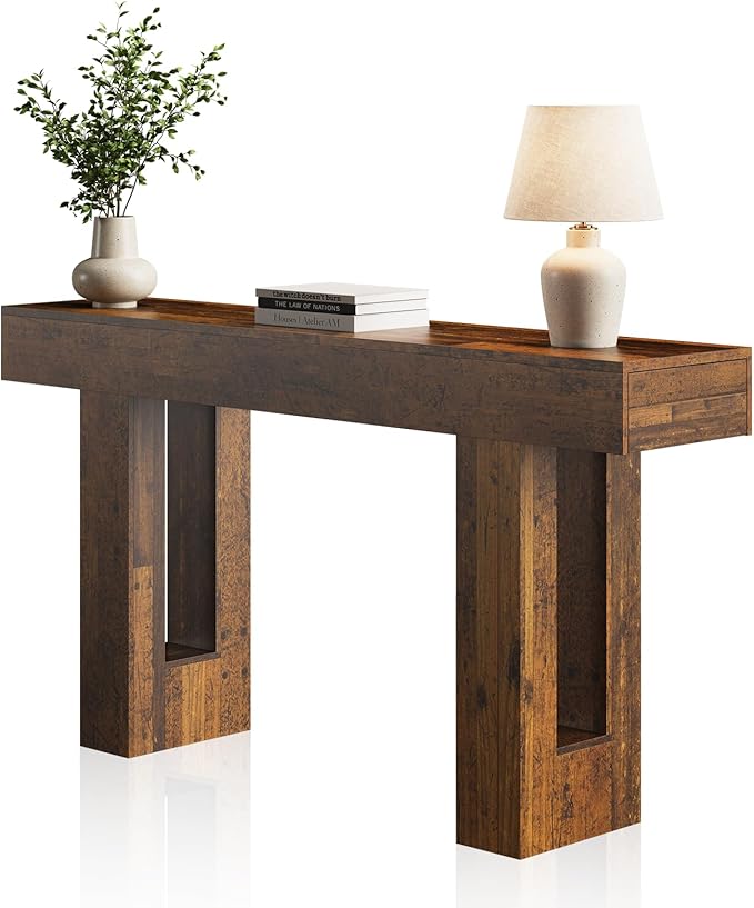 63 Inches Long Console Table for Entryway with Drawers, Wooden Sofa Table Behind Couch, Entry Table for Living Room, Foyer, Hallway, Distressed Brown