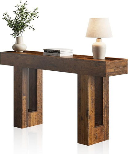 63 Inches Long Console Table for Entryway with Drawers, Wooden Sofa Table Behind Couch, Entry Table for Living Room, Foyer, Hallway, Distressed Brown