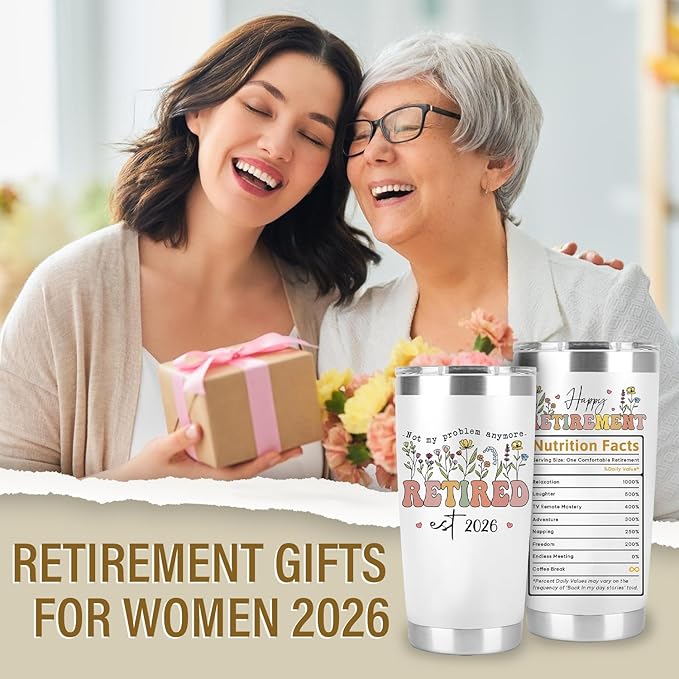 Retired Gifts for Women – Retired 2026 Not My Problem Anymore Tumbler with Card, Funny Gifts for Retirees, Farewell Gift Ideas for Women Coworkers, Bosses, Teachers, Nurses