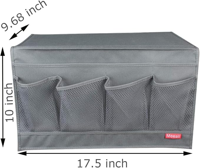 Bedside Storage Organizer with 6 Pockets, Bedside Caddy, Table Cabinet Storage Organizer, TV Remote Control, Phones, Magazines, Tablets, Accessories, Gray