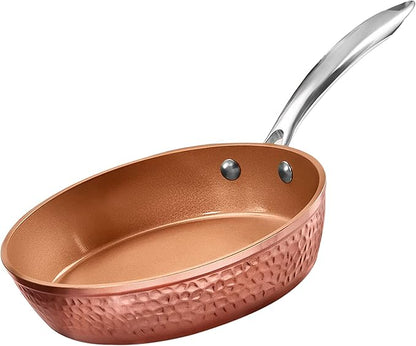Gotham Steel 10 Inch Hammered Non Stick Frying Pans, Nonstick Frying Pan with Lid, Nonstick Pan, Ceramic Frying Pans Nonstick Skillet, Ceramic Pan, Non Stick Pan, Copper Pan, Dishwasher / Oven Safe