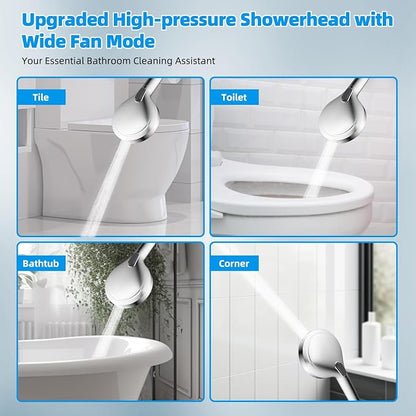 Hibbent All Metal CUPC Certified Shower Head, 10'' High Pressure Rainfall Shower Head, Handheld Showerhead Combo with 12'' Adjustable Extension Arm, 10-Spray, 71'' Shower Hose, Shower Holder, Chrome