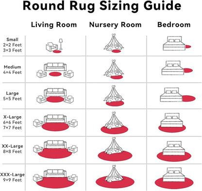 OLANLY Red Round Rugs for Bedroom - Machine Washable, 2 ft Circle Area Rugs for Living Room, Soft and Fluffy Shaggy Carpet for Teen Girls and Boys, Nursery Rooms, Dorms, Home Decor Aesthetic