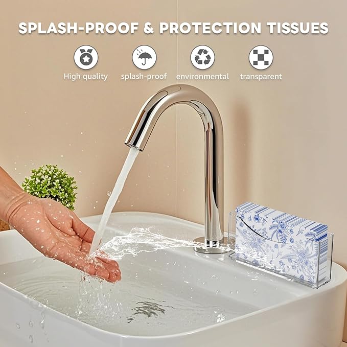 Acrylic Napkin Holder, Clear Waterproof Vertical Guest Towel Holder for Dining Table, Disposable Hand Towels Tray for Bathroom/Hotel/Kitchen