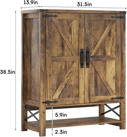 Maupvit 6-Tier Shoe Cabinet with Doors, Farmhouse Shoe Storage Cabinet with Adjustable Shelves, Shoe Shelf, Wooden Shoe Rack Organizer Cabinet for Entryway, Foyer, Hallway, Living Room, Brown