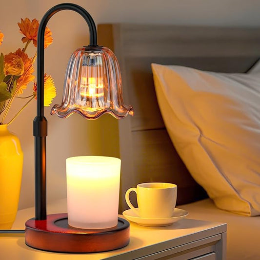 Candle Warmer Lamp Electric: Dimmable Timer Candles Warming Lamps - Height Adjustable Burner Jar - No Flame Scented Melts Wax - All Candle Jars Table Light Home Decor