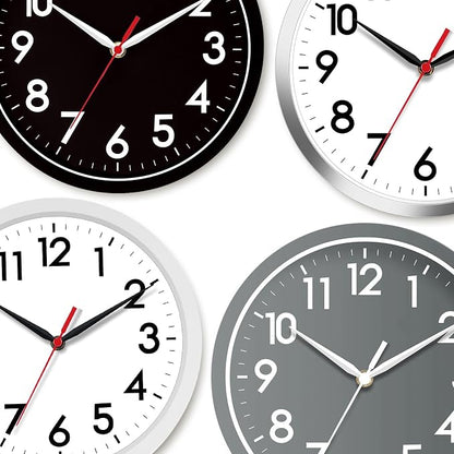 AKCISOT Wall Clock 8 Inch Silent Non-Ticking Modern Clocks Battery Operated - Analog Small Classic for Office, Home, Bathroom, Kitchen, Bedroom, School(Black)
