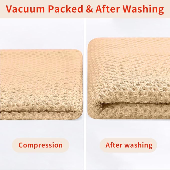 Homaxy 100% Cotton Waffle Weave Kitchen Dish Cloths, Ultra Soft Absorbent Quick Drying Dish Towels, 12 x 12 Inches, 24-Pack, Apricot