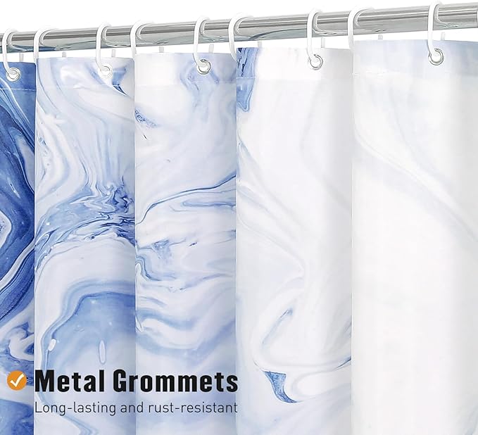 MitoVilla Blue Marble Shower Curtain, Modern Ombre Fabric Cloth Shower Curtains for Luxury Bathroom Decor, Abstract Watercolor Shower Curtain, Navy Blue, 72x72