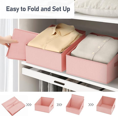 DIMJ Closet Storage Bins 10 Pack - Fabric Storage Baskets for Shelves, Collapsible Clothes Organizer with Handles, Trapezoid Shelf Organization Storage Cubes for Purse, Toys, Books, Towel, Clothes