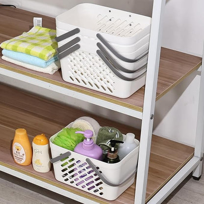 Vababa 4 Pack Portable Shower Caddy, Plastic Caddy Organizer with Handle, Portable Shower Caddy Tote Organizer Basket for Bathroom Kitchen Dorm Room, White