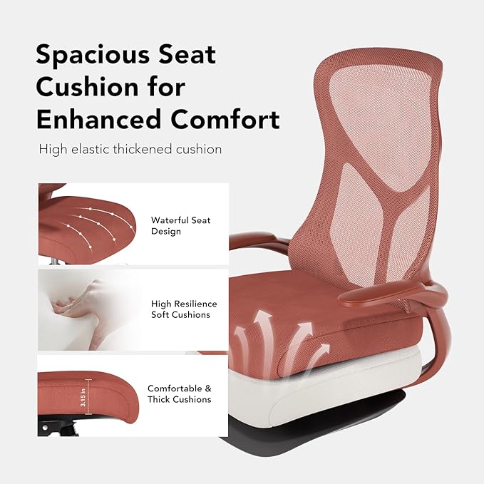 NearHub EC10 Stylish Ergonomic High Back Mesh Reclining Office Chair with Adjustable Flip-Up Armrests,Lumbar Support & Headrest,Breathable & Comfortable Computer Chair for Home, Office & Study