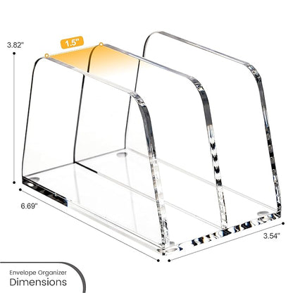YUXUN Acrylic Mail Organizer,2 Sections Vertical Desk Organizer,Clear Envelope Holder Bill Organizer Letter Sorter for Mail,Envelope,Bill,Notebook,Post-it Note for Home,Office,Classroom