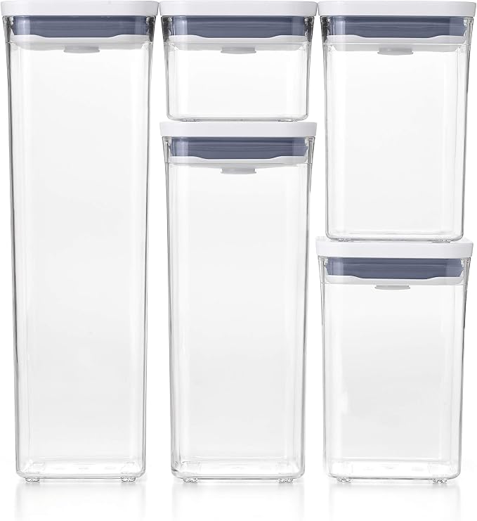 OXO Good Grips Storage Container Airtight | Stackable | For Pantry Organization | Dishwasher Safe | 5 Piece Set, Pack of 2