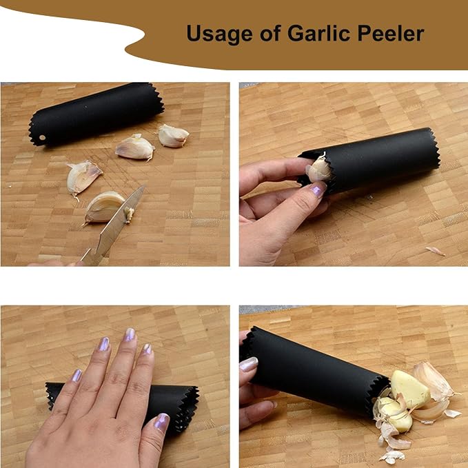 Garlic Peeler Set, 10 Pieces Silicone Garlic Roller Garlic Peeler Tube Easy Garlic Peeled Tool Skin Remover Roller Keeper Convenient for Kitchen Use
