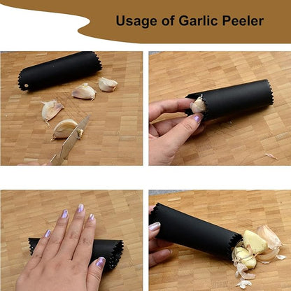 Garlic Peeler Set, 10 Pieces Silicone Garlic Roller Garlic Peeler Tube Easy Garlic Peeled Tool Skin Remover Roller Keeper Convenient for Kitchen Use
