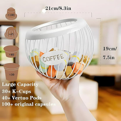 AIYICIII Coffee Pod Holder,K Cup Holder,Large Capacity Kcups Organizer for Counter, Coffee Bar Accessories＆Station Organizer,Pods Storage (White)