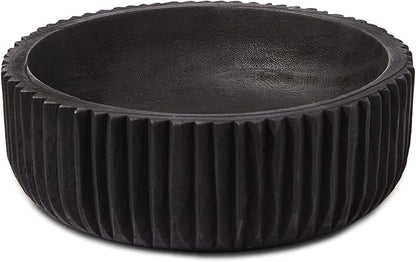 DN DECONATION Wooden Decorative Bowl, 9.84” Black Wood Fruit Bowl for Rustic Home Decor, Key Bowls for Farmhouse Decor Table Centerpiece Entryway Living Room Kitchen