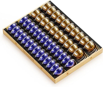 SpaceAid Coffee Pod Holder Drawer Organizer for Nespresso Vertuo Capsule, Bamboo Holder Tray Storage for Nespresso Vertuo, Compatible with 40 Big or 52 Small Vertuoline Pods (Drawer Insert)