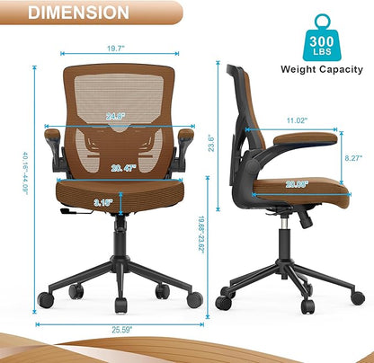 Ergonomic Office Desk Chair with Waterfall Seat and S-Shaped Back for Lower Back & Leg Pressure Relief, Comfortable for 8+ Hours Sitting