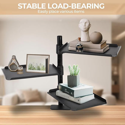 FAHKNS 3-Tier Clamp on Desk Shelf - Multifunctional Desk Clamp Shelf，Ergonomics Metal Desk Extension for Home/Office/Game Room，Tabletop Book Storage Rack，Desktop Thickness 0.4-2.2”