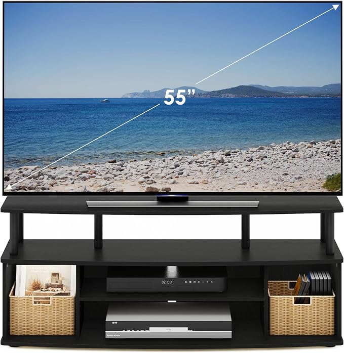Furinno Jaya Large Entertainment Center Hold up to 55-in TV, Inches, Blackwood