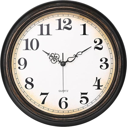 Large Wall Clock 16 Inch Silent Non-Ticking Vintage Wall Clocks Battery Operated for Living Room Office School (Bronze)