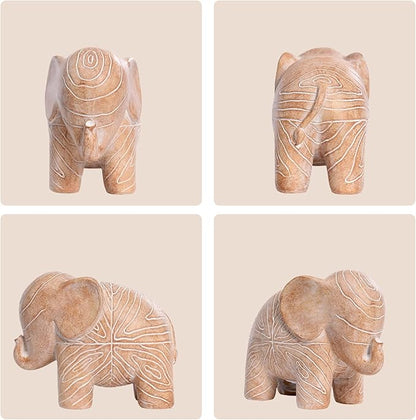 Kakizzy Elephant Statue, African Animal Decor, Wooden Elephant Gift for Women, Boho Decor for Living Room, Shelf, Office（1Pack, Small ）