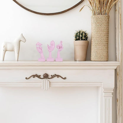 oliruim 3 Pcs Thinker Small Statue Set - Pink Art Abstract Home Accent Figurines for Decor Woman Apartment Bookshelf Floating Shelf Coffee Table Office Desk Bathroom Counter Decor (3 Pcs Pink, 6")