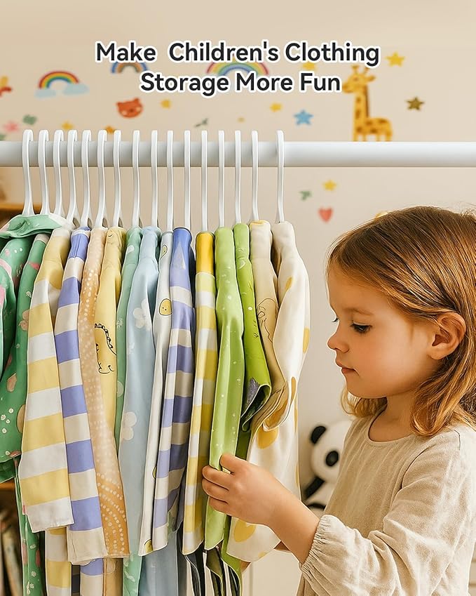 Plastic Baby Hangers, Pack of 60, Ultra Slim Closet Hangers, Non-Slip, Space-Saving, Sturdy, 11" W x 6.1" H (for Children Aged 0-6 Years), White, UAPY0660W