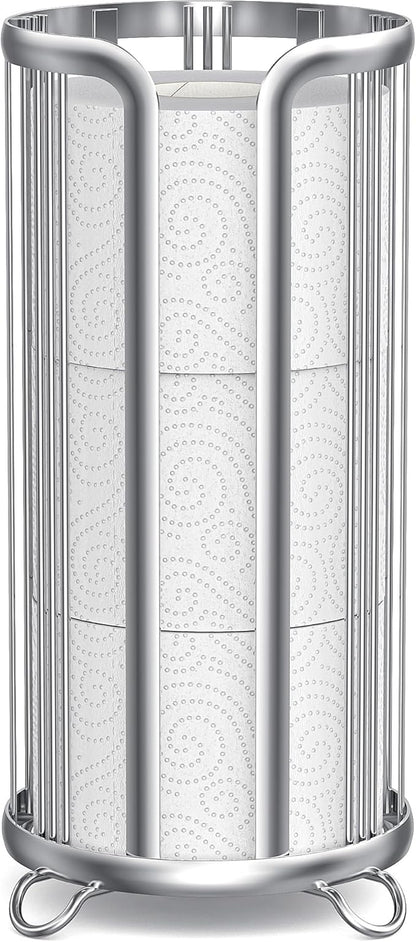 Toilet Paper Holder Stand, Freestanding Bathroom Tissue Organizer, Minimalistic Storage Solution, Reserve Mega Rolls,Stylish Bathroom Floor Toilet Paper Stand Silver
