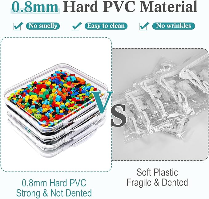 Sanwuta 4 Pcs Clear Hard Zipper Case with Handle Office Storage Cases Hard Plastic Pouches Transparent Bins for Crafts, Snacks, Cosmetics, Puzzles(13.8 x 11.8 x 2 Inches,White)
