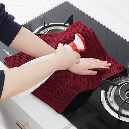Homaxy 100% Cotton Waffle Weave Kitchen Dish Towels, Ultra Soft Absorbent Quick Drying Cleaning Towel, 13 x 28 Inches, 18-Pack, Burgundy