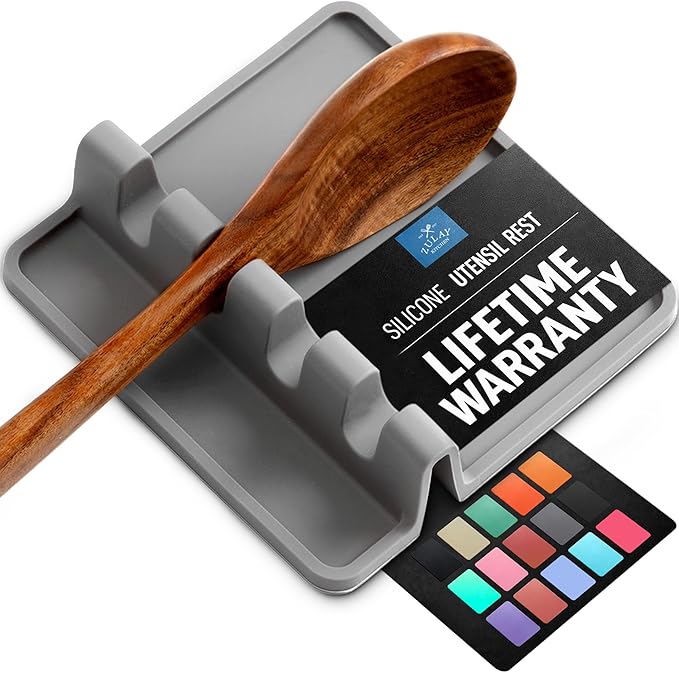Zulay Kitchen Spoon Rest for Multiple Utensils High Heat-Resistant Silicone Drip Pad, BPA-Free Spoon Holder for Stove Top, Kitchen Gadget Holder for Ladles, Tongs, Cooking Spatula - Makes Great Gift