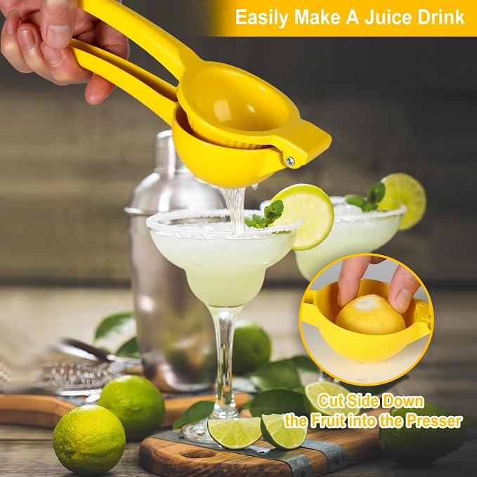 TEZZ Lemon Squeezer, Large Metal Manual Lime Citrus Juicer Hand Press | Ergonomic handle large bowl easy press for lemons and limes