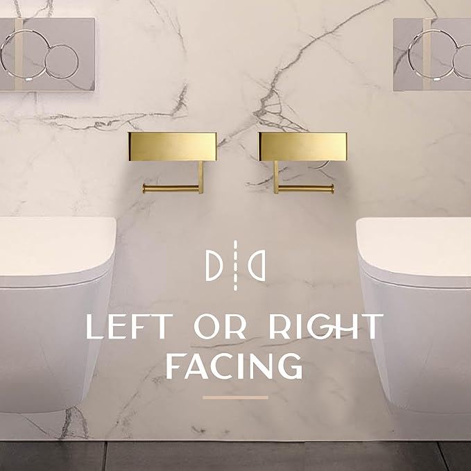 Day Moon™ Brushed Gold Toilet Paper Holder with Shelf, Wipe Holder for Bathroom Flushable Wipes Dispenser, Toilet Paper and Wipes Holder, Toilet Paper Holder with Storage