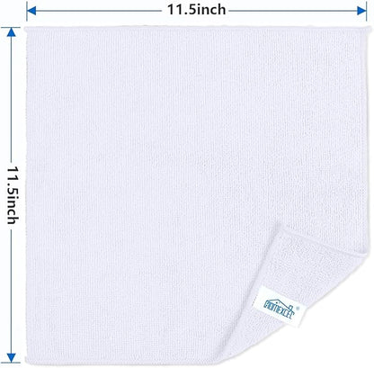 HOMEXCEL White Microfiber Cleaning Cloth, 8 Pack Cleaning Towels for Kitchen, Lint Free, Scratch-Free, Highly Absorbent, and Reusable Cleaning Rags for House, Window and Glass, Cars, 11.5 X11.5 inch