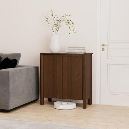 Buffet Cabinet with Storage, Accent Sideboard Cabinet with Adjustable Shelves, Solid Wood Freestanding Storage Cabinet for Living Room Dining Room Entry Kitchen, Walnut