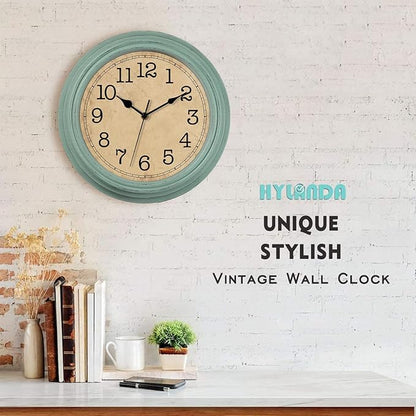 HYLANDA 12 Inch Wall Clock, Silent Non-Ticking Decorative Battery Operated Easy to Read for Kitchen Living Room, Bathroom, Bedroom, Office