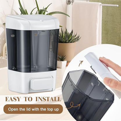 Hushee 6 Pcs Plastic Wall Mounted Soap Dispenser Commercial Manual Soap Dispenser Containers for Kitchen Shower Hotel(Brown,27 oz 800 ml)