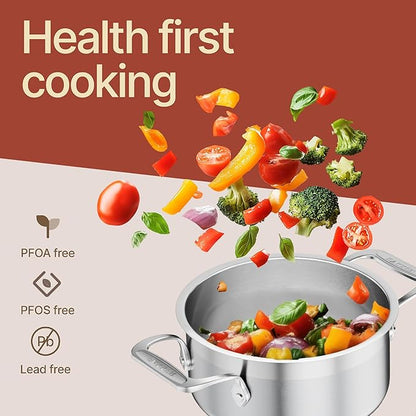 Stainless Steel Stockpot with Lid, 2 Quart, 18/8 Steel