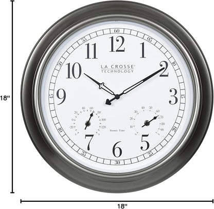 La Crosse Technology Atomic Analog Clock with Temperature and Humidity, 18" Dia. (404-00237)