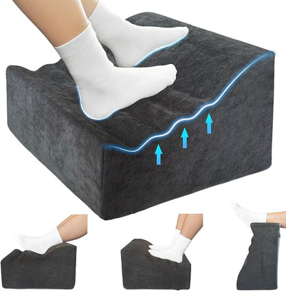 Foot Rest Under Desk, Ergonomic Foot Stool, Comfortable Office Footrest with Curved Design, with Washable Cover for Home and Office, Relieves Leg Pressure (Dark Gray)